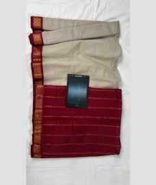 gray and magenta colour gadwal cotton sarees with Plain design