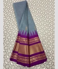 light blue colour gadwal cotton sarees with Plain design