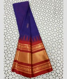 violet colour gadwal cotton sarees with Plain design