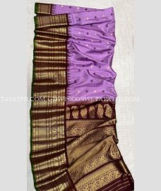 Purple and Chocolate gadwal pattu sarees with kanchi Kuttu border design - GDWP0005853