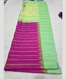 Magenta and Fern Green gadwal pattu sarees with All over Checks design