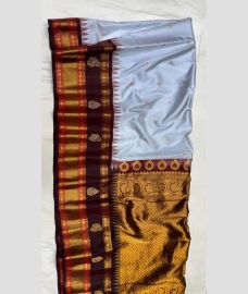 Half White and Chocolate gadwal pattu sarees with Jari Border design
