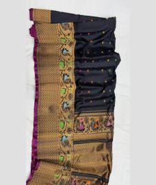 Black and Golden gadwal pattu sarees with turning border design