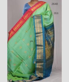 Pista and Blue Ivy gadwal pattu sarees with Kuttu Border design