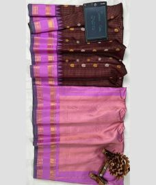 Hot Pink and Chocolate gadwal pattu sarees with All over Checks and Buttas design