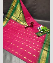purple colour gadwal pattu sarees with Kanchi Border design