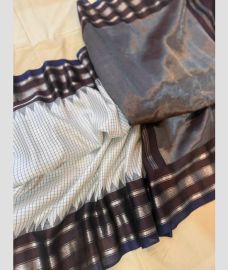 gray colour gadwal pattu sarees with temple Kuttu border design