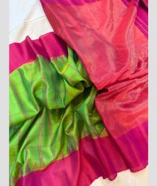 green and magenta colour gadwal pattu sarees with temple Kuttu border design