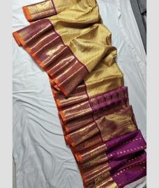 gray  and purple colour gadwal pattu sarees with Jari Border design