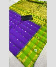 royal blue colour gadwal pattu sarees with All over Buttas design