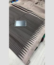 charcoal and grey colour gadwal pattu sarees with All over Lines design