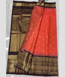 pink  and brown colour gadwal pattu sarees with All over Buttas design