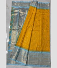 olive green and silver colour gadwal pattu sarees with All over Buttas design