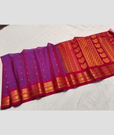 Magenta and Red gadwal sico sarees with All over Buttas design