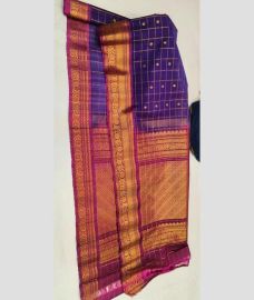 Purple and Magenta gadwal sico sarees with All over Checks and Buttas design