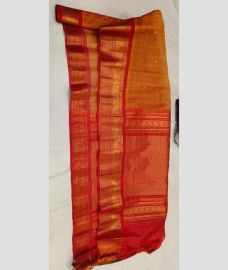 Orange and Burgundy gadwal sico sarees with All over Checks and Buttas design