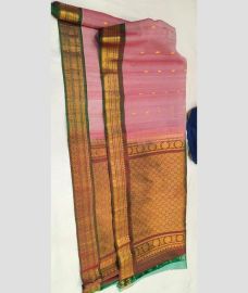 Baby Pink and Mehendi Green gadwal sico sarees with All over Buttas design