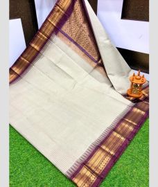cream colour gadwal sico sarees with Temple Border design