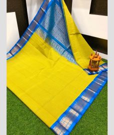 mari gold colour gadwal sico sarees with Temple Border design