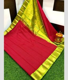 maroon colour gadwal sico sarees with Temple Border design