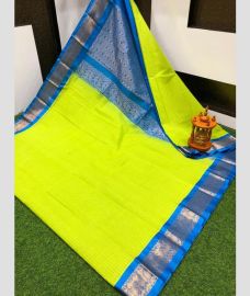 olive green colour gadwal sico sarees with Kanchi Border design