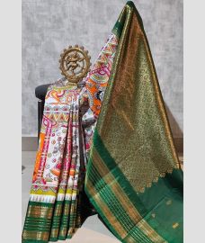 brown and gray colour gadwal sico sarees with temple kuttu border design