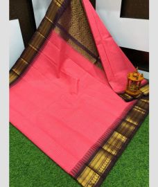 pink and brown colour gadwal sico sarees with Kanchi Border design