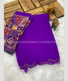 Purple and Red georgette sarees with All over Embroidary design - GEOS0024891