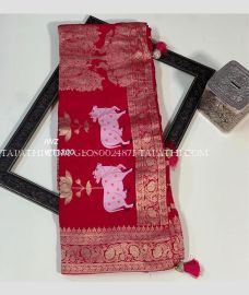 Red georgette sarees with All over Lines design - GEOS0024871