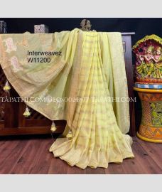 Lite Lemon Yellow and Golden georgette sarees with All over Lines design - GEOS0024877