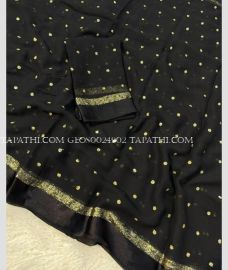 Black and Golden georgette sarees with All over Buttas design - GEOS0024902