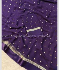 Plum Purple and Golden georgette sarees with All over Buttas design - GEOS0024907