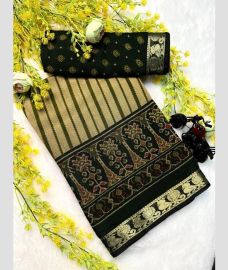 cream and silver colour georgette sarees with Jacquard Border design