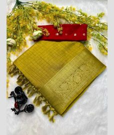 olive green and maroon  red colour georgette sarees with Jacquard Border design