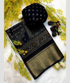 charcoal block colour georgette sarees with Jacquard Border design