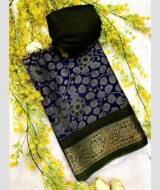 grey and blue colour georgette sarees with Jacquard Border design