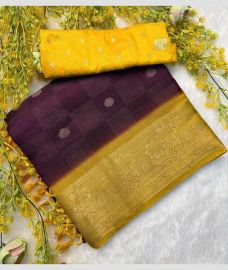 olive and purple colour georgette sarees with Jacquard Border design