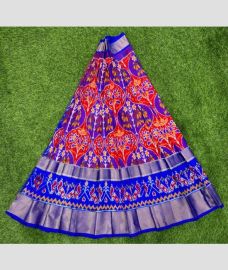 Red and Royal Blue ikkat lehengas with All over Pochampally ikkat design