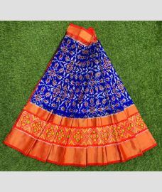 Blue and Red ikkat lehengas with All over Pochampally ikkat design