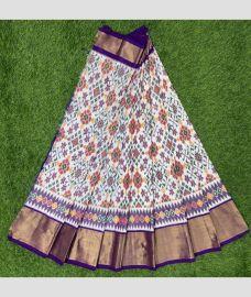White and Purple ikkat lehengas with All over Pochampally ikkat design
