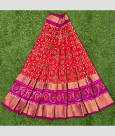 Bean Red and Magenta ikkat lehengas with All over Pochampally ikkat design