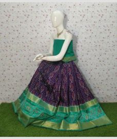 Plum Purple and Turquoise ikkat lehengas with all over pochampally ikkat design