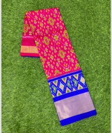 Pink and Royal Blue ikkat lehengas with all over pochampally ikkat design