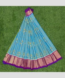 Sky Blue and magenta ikkat lehengas with all over pochampally ikkat design