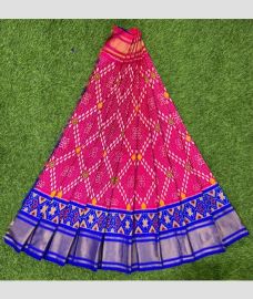 Pink and Royal Blue ikkat lehengas with all over pochampally ikkat design