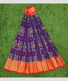 Purple and Red ikkat lehengas with all over pochampally ikkat design