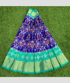 Royal Blue and Turquoise ikkat lehengas with all over pochampally ikkat design