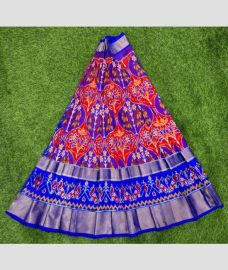 Red and Royal Blue ikkat lehengas with all over pochampally ikkat design