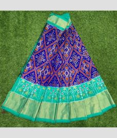 Blue  and Turquoise ikkat lehengas with all over pochampally ikkat design