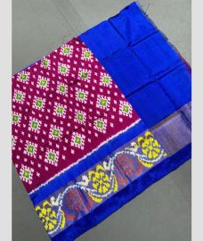 Plum Velvet and Royal Blue ikkat lehengas with all over pochampally ikkat design